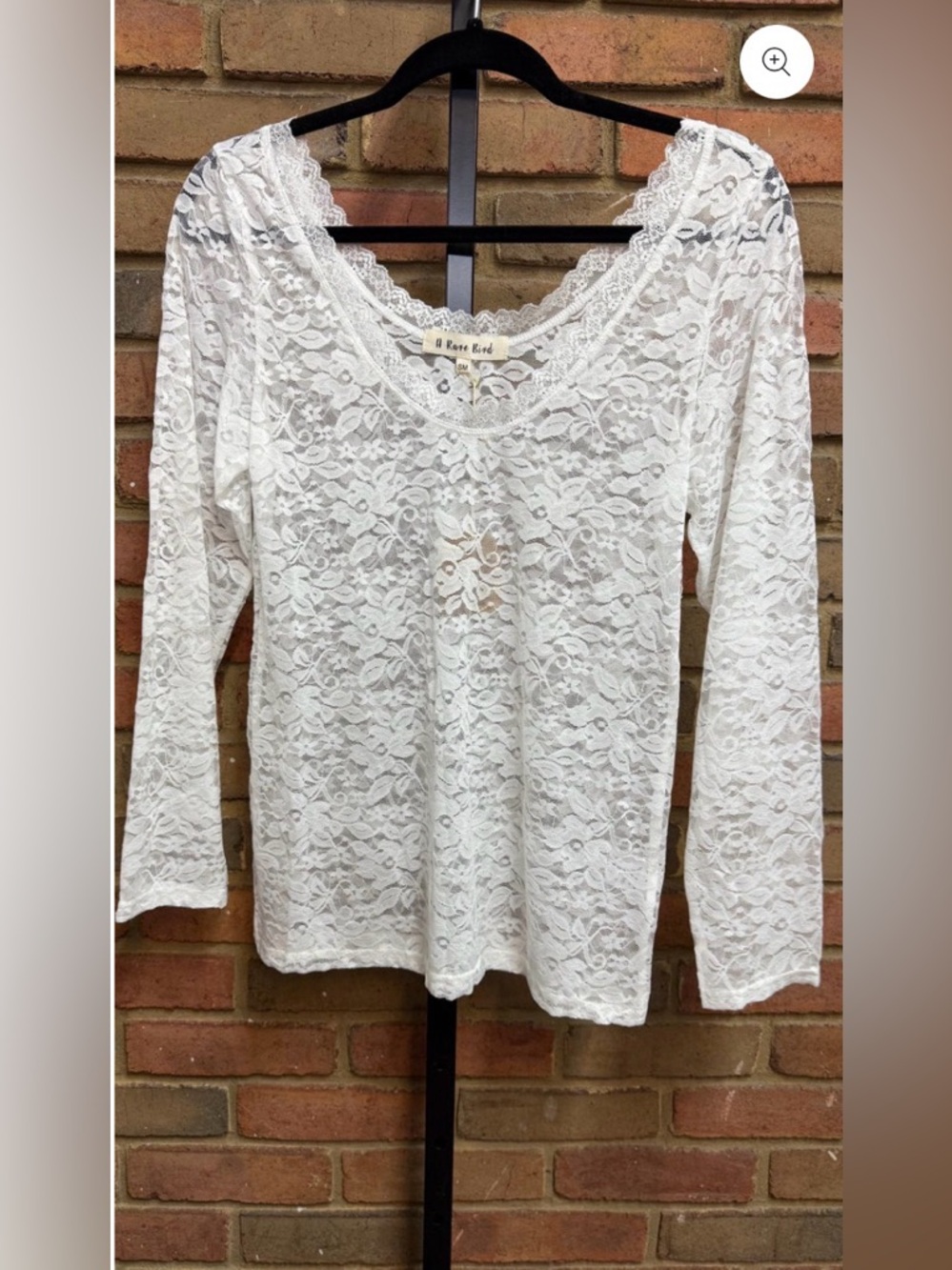 New A Rare Bird Lace Scoopneck Long-Sleeve Top ~ White